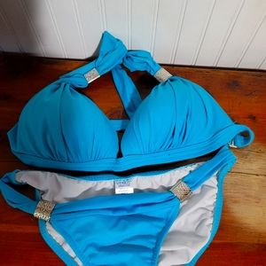 Venus turquoise swimsuit with metal details